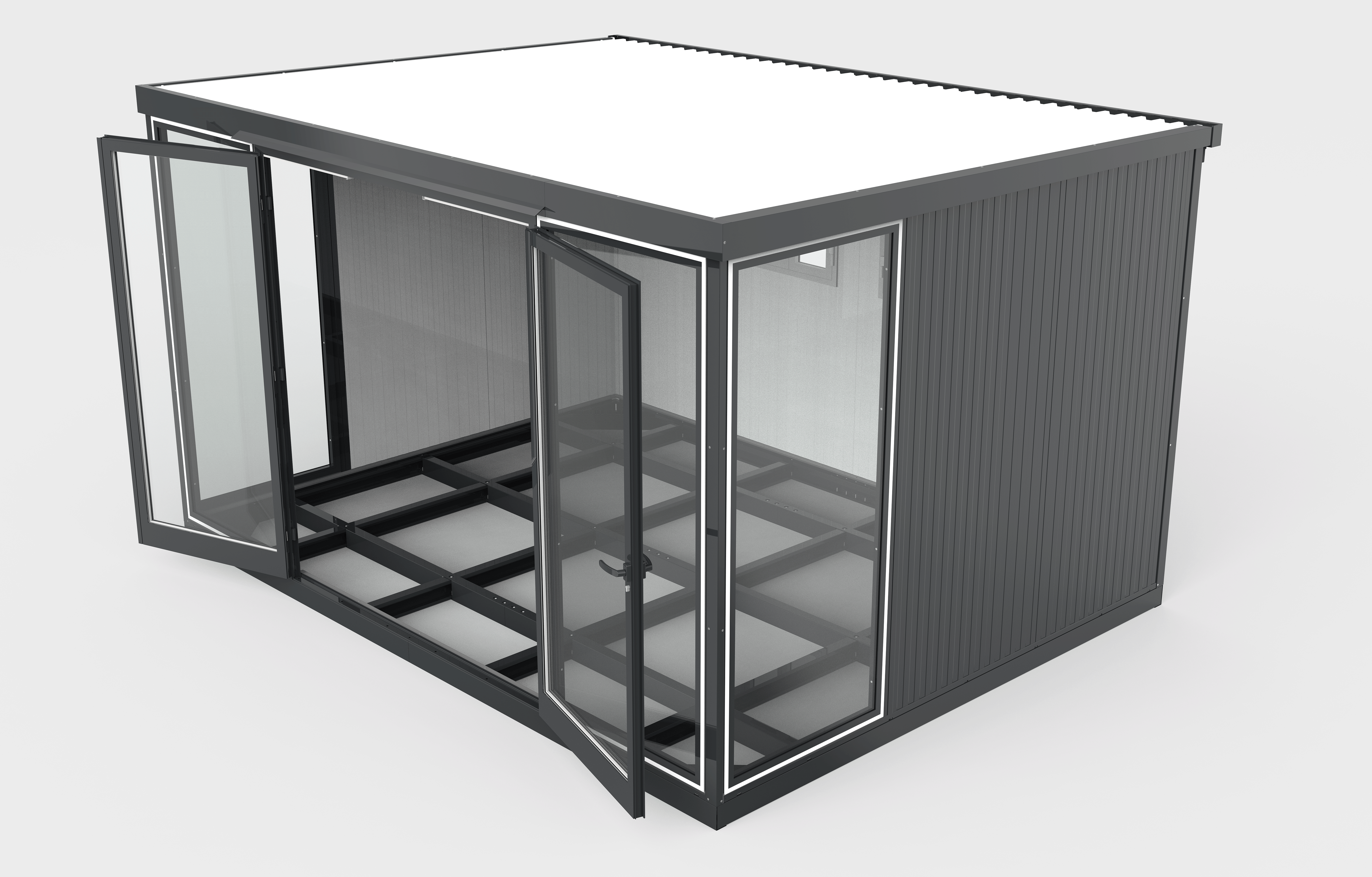 Duramax 13x10 Garden Glass Room, Outdoor Office, Shelter, Playroom and Insulated Building with Double Doors