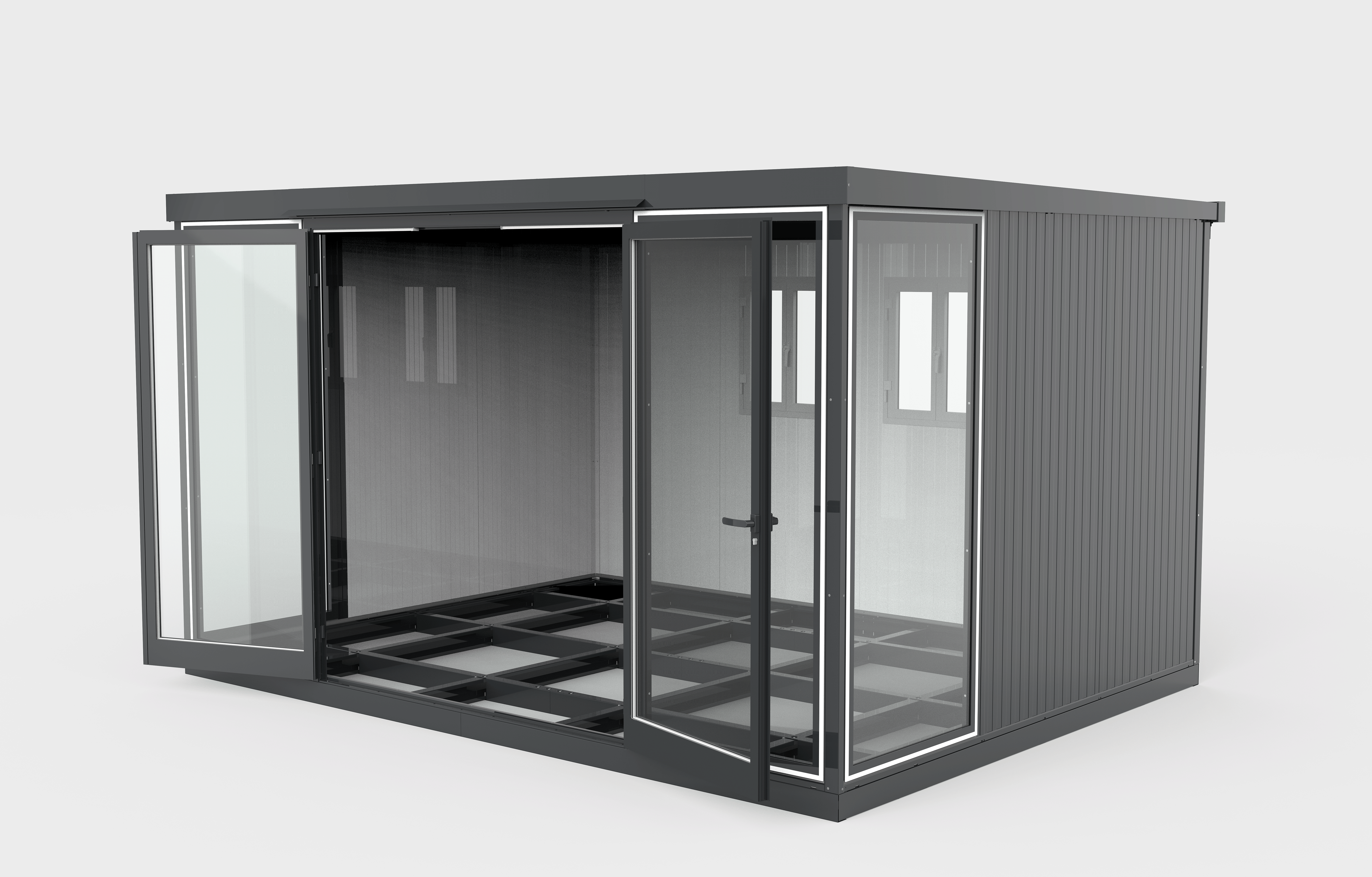 Duramax 13x10 Garden Glass Room, Outdoor Office, Shelter, Playroom and Insulated Building with Double Doors