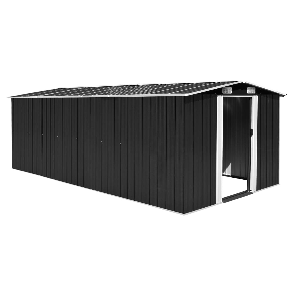 vidaXL Garden Shed 101.2"x192.5"x71.3" Metal Anthracite - Backyard Livings