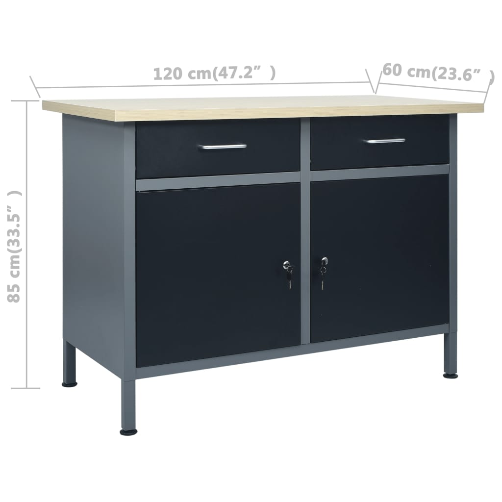 Workbench Black 47.2"x23.6"x33.5" Steel - Backyard Livings