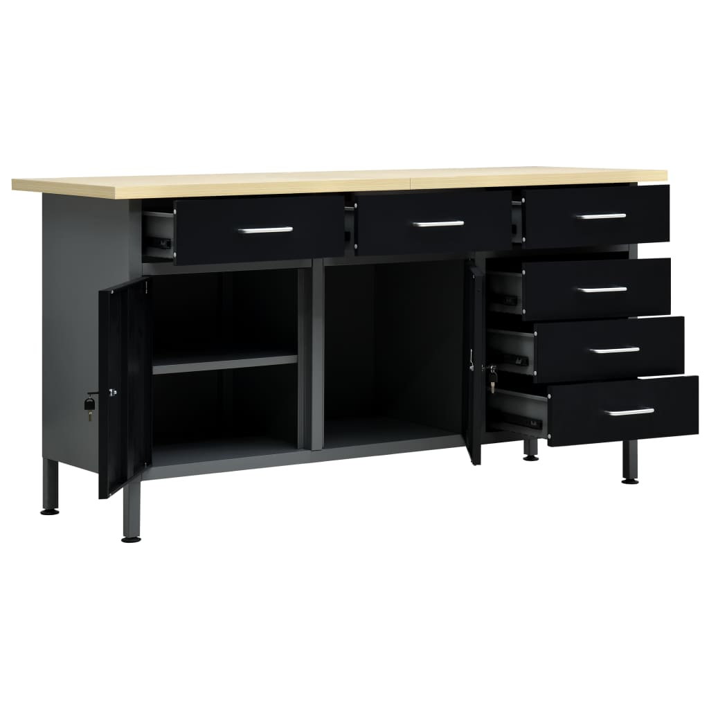 Workbench Black 63" x 23.6" x 33.5" Steel - Backyard Livings