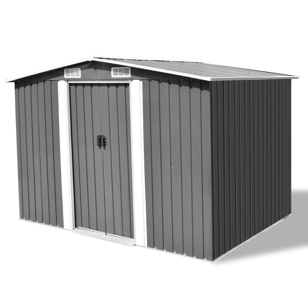 vidaXL Garden Storage Shed Gray Metal 101.2"x80.7"x70.1" - Backyard Livings