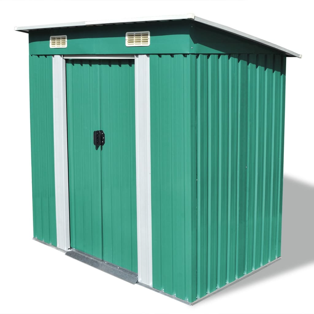 vidaXL Garden Shed Green Metal 74.8"x48.8"x71.3" - Backyard Livings