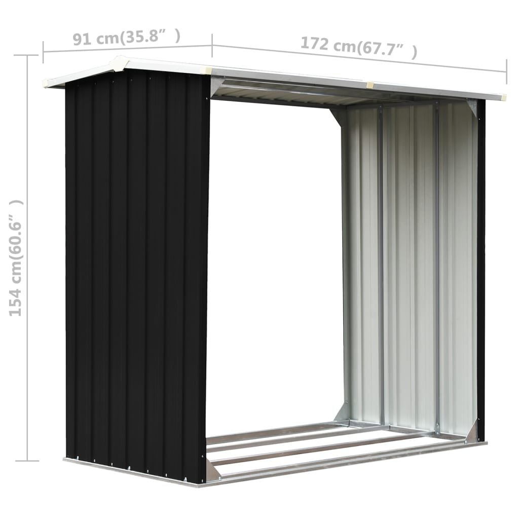 vidaXL Log Storage Shed Galvanized Steel 67.7"x35.8"x60.6" Anthracite - Backyard Livings