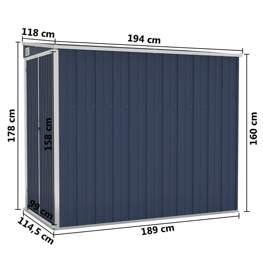 vidaXL Wall-mounted Garden Shed Anthracite 46.5"x76.4"x70.1" Steel - Backyard Livings