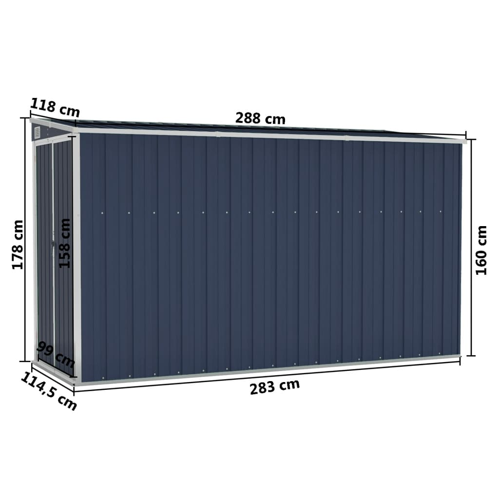 vidaXL Wall-mounted Garden Shed Anthracite 46.5"x113.4"x70.1" Steel - Backyard Livings