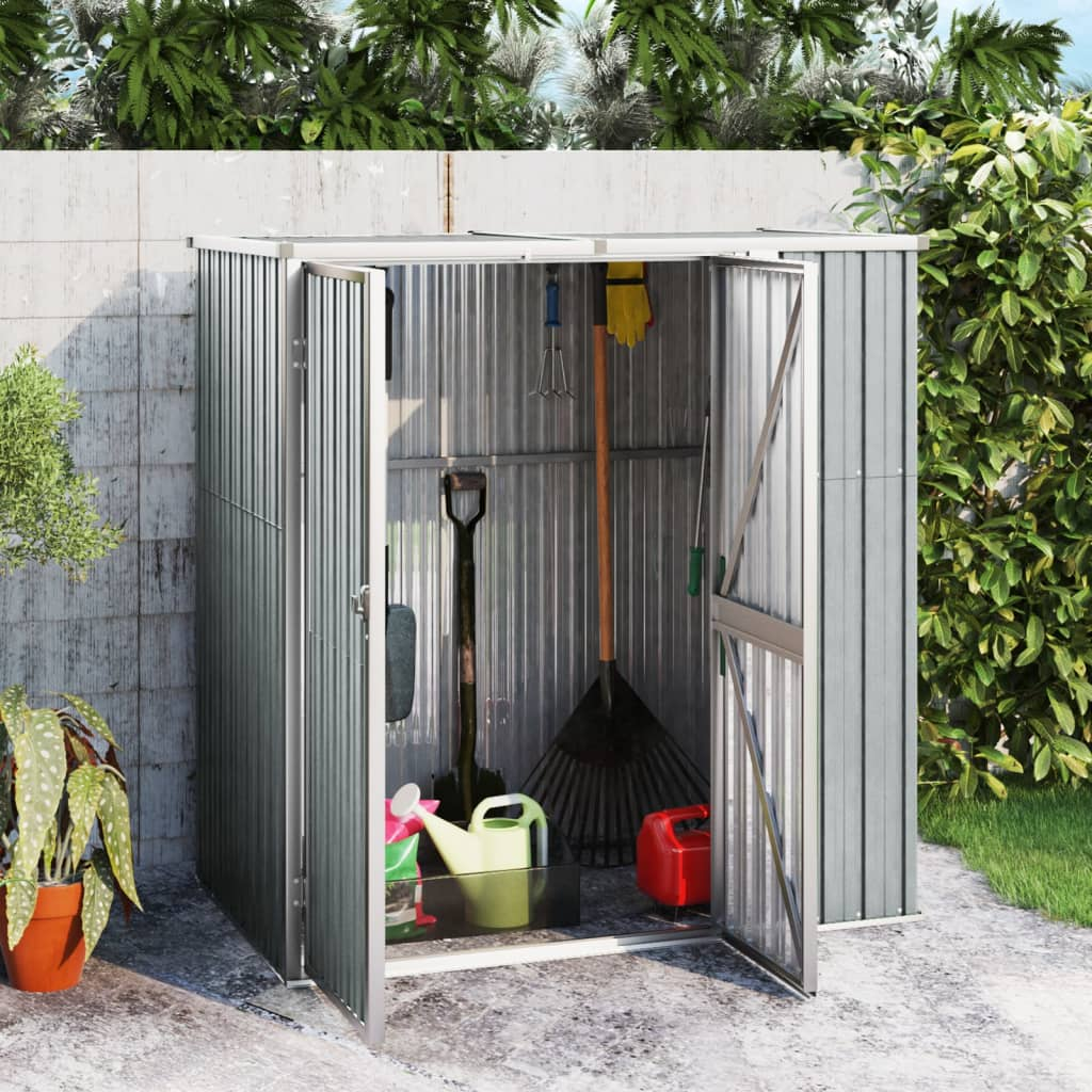 Garden Tool Shed Gray 63.4"x35"x63.4" Galvanized Steel - Backyard Livings