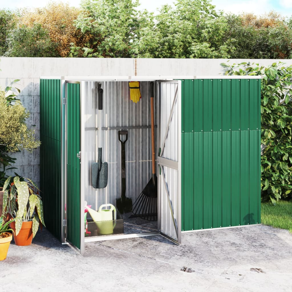 vidaXL Garden Tool Shed Green 88.6"x35"x63.4" Galvanized Steel - Backyard Livings