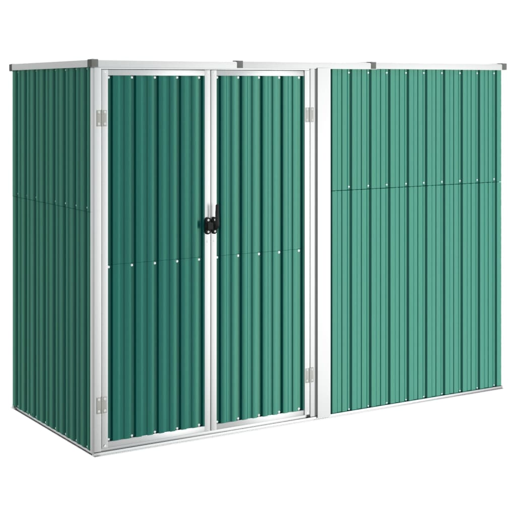 vidaXL Garden Tool Shed Green 88.6"x35"x63.4" Galvanized Steel - Backyard Livings