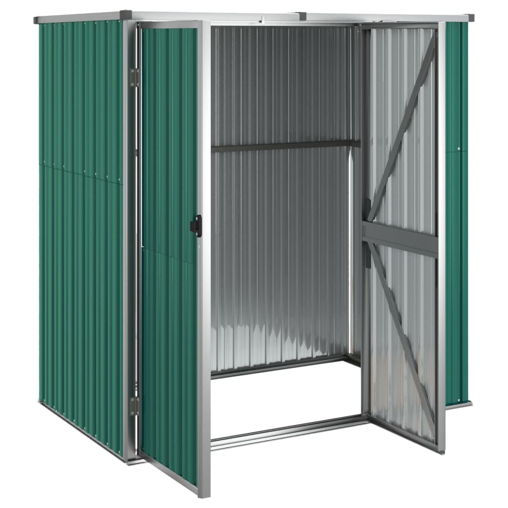 vidaXL Garden Tool Shed Green 63.4"x35"x63.4" Galvanized Steel - Backyard Livings