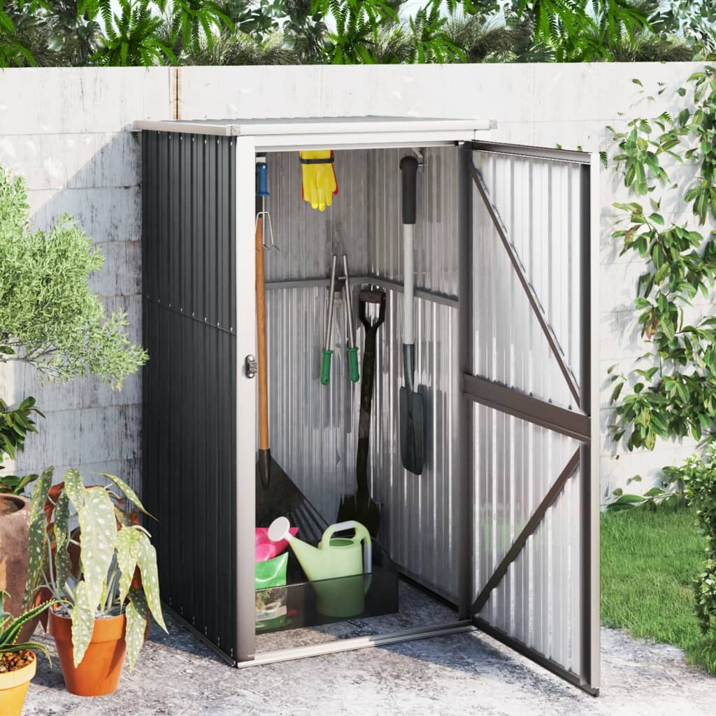 vidaXL Garden Tool Shed Anthracite 34.6"x35"x63.4" Galvanized Steel - Backyard Livings