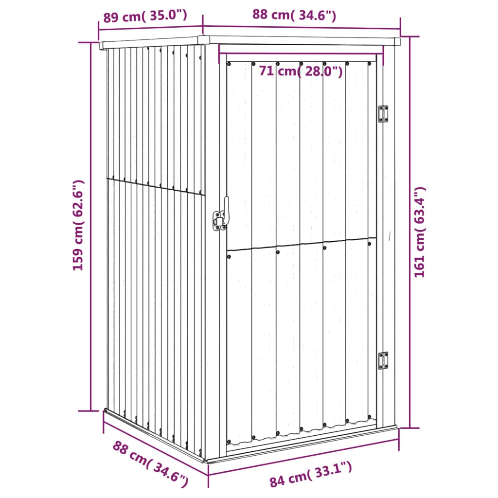 vidaXL Garden Tool Shed Anthracite 34.6"x35"x63.4" Galvanized Steel - Backyard Livings