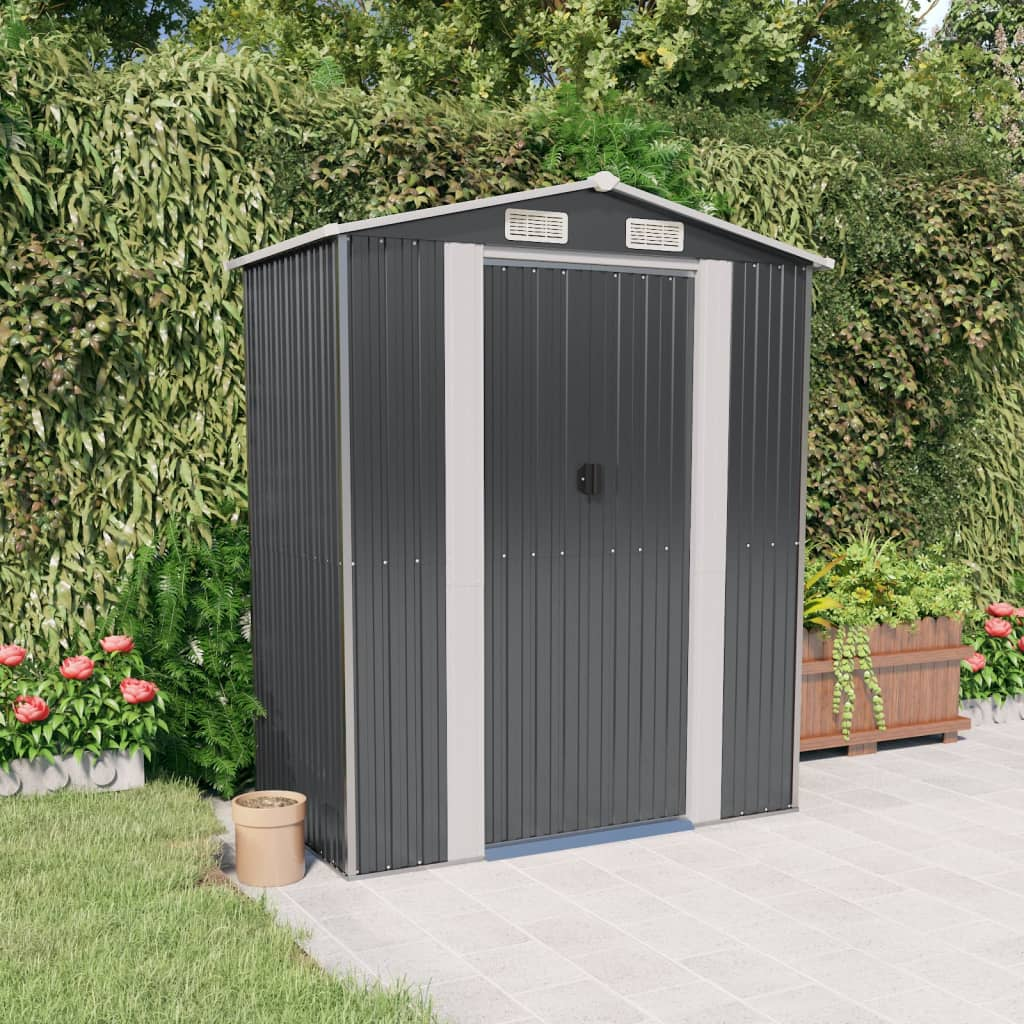 vidaXL Garden Shed Anthracite 75.6"x42.5"x87.8" Galvanized Steel - Backyard Livings