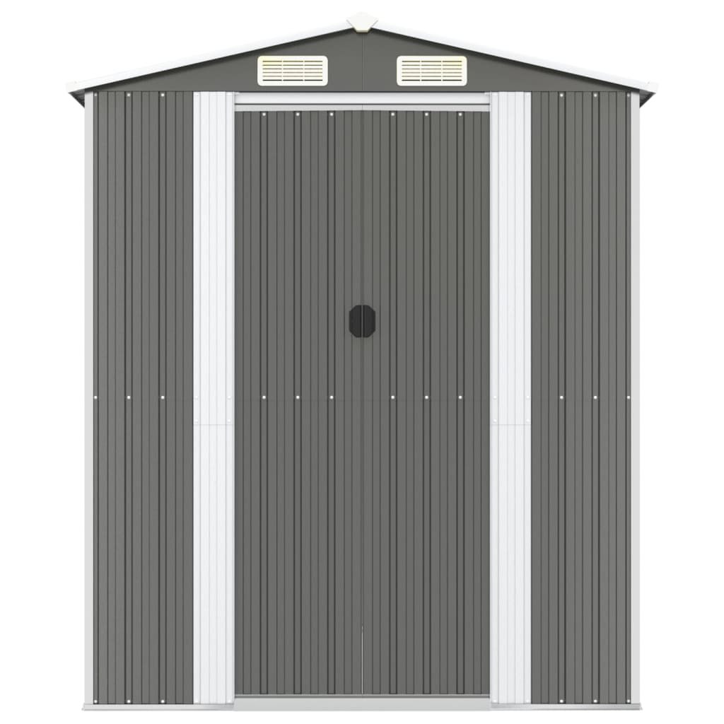 vidaXL Garden Shed Light Gray 75.6"x173.2"x87.8" Galvanized Steel - Backyard Livings