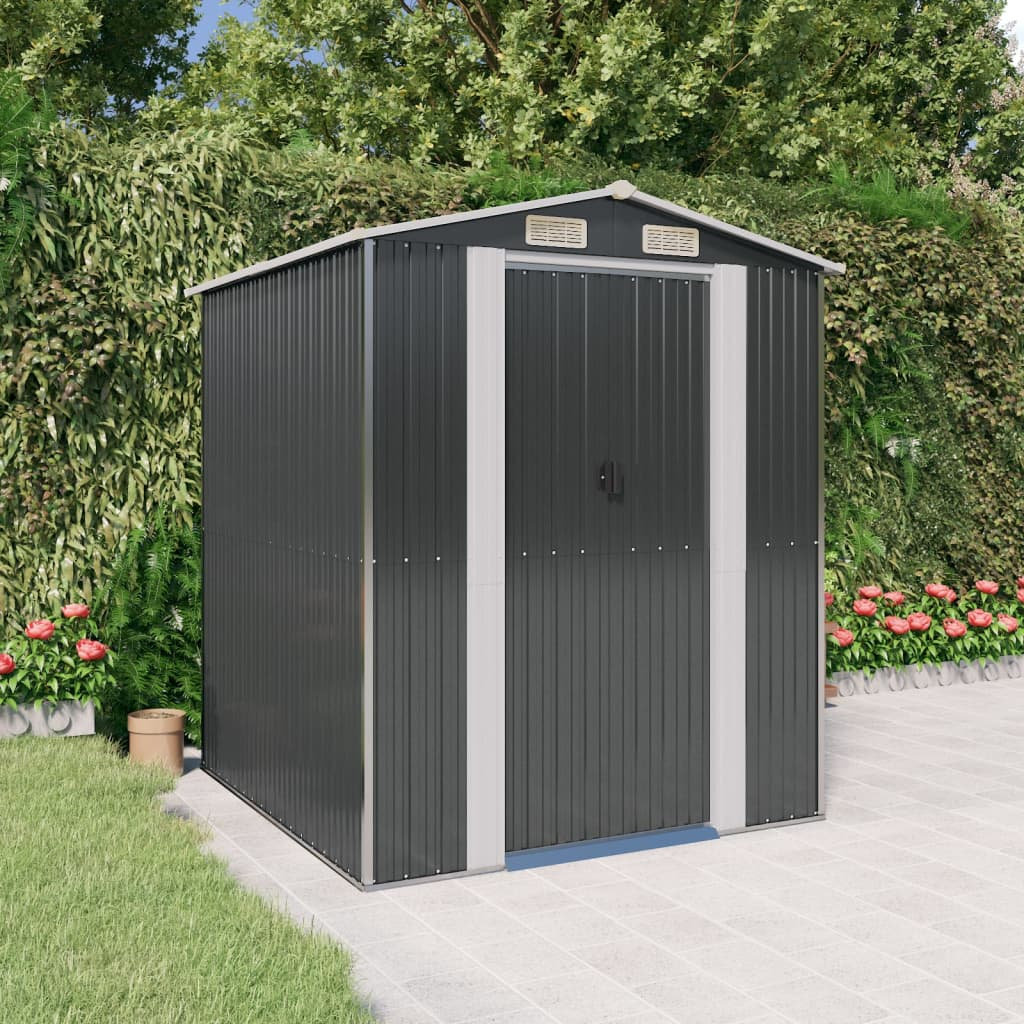 vidaXL Garden Shed Anthracite 75.6"x75.2"x87.8" Galvanized Steel - Backyard Livings