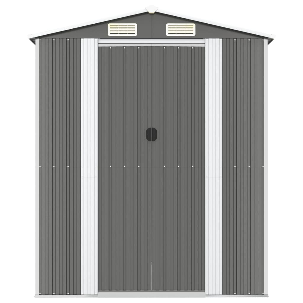 vidaXL Garden Shed Light Gray 75.6"x107.9"x87.8" Galvanized Steel - Backyard Livings