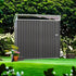 Anbebe Outdoor Storage Shed, Weather Resistant Steel Tool Storage House Shed with Large Window Lockable Single Door, Waterproof Metal Garden Sheds, for Yard, Garden, Patio, Lawn, Dark Grey - Backyard Livings