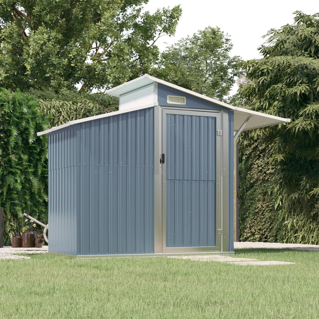 vidaXL Garden Shed Gray 106.3"x51.2"x82.1" Galvanized Steel - Backyard Livings