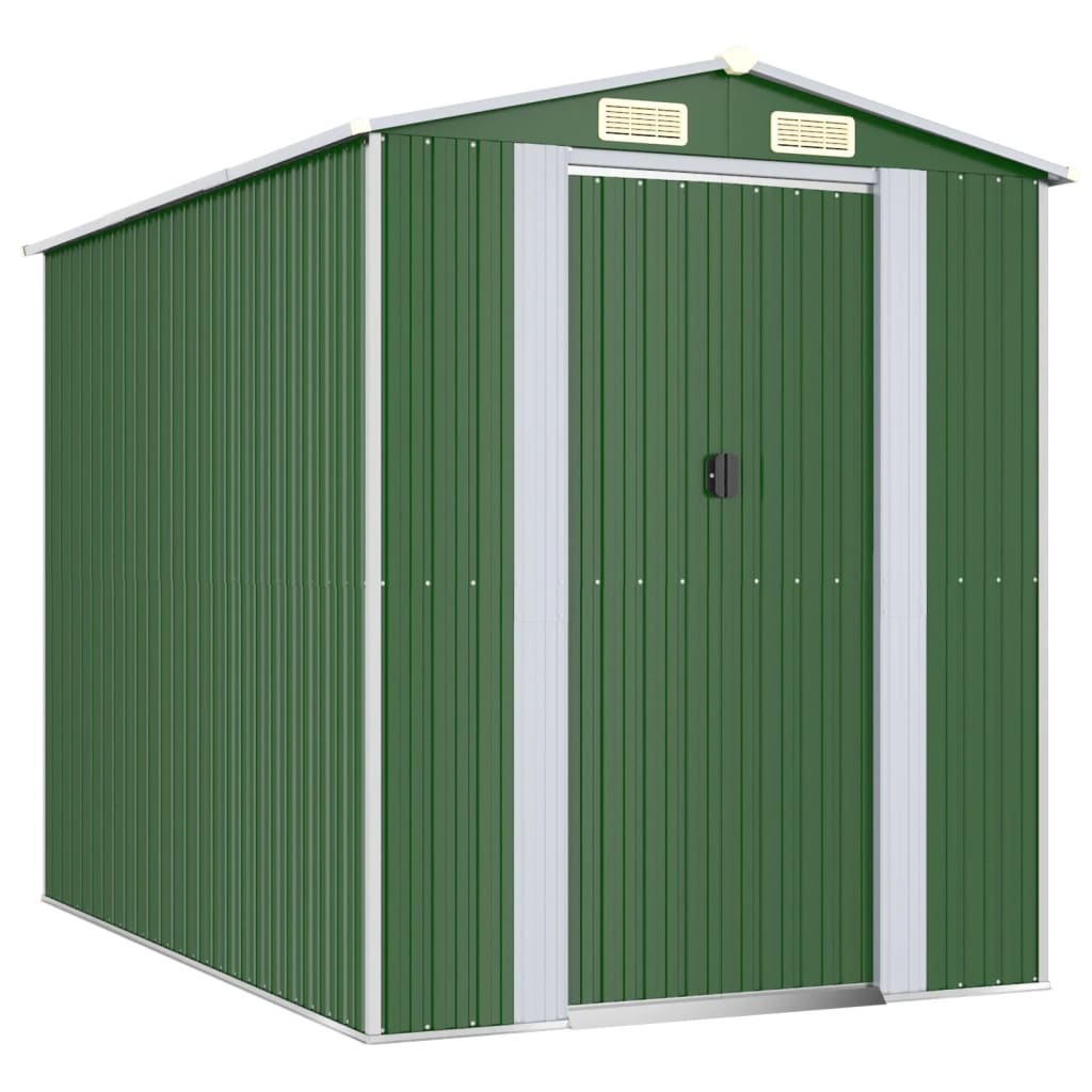 vidaXL Garden Shed Green 75.6"x107.9"x87.8" Galvanized Steel - Backyard Livings