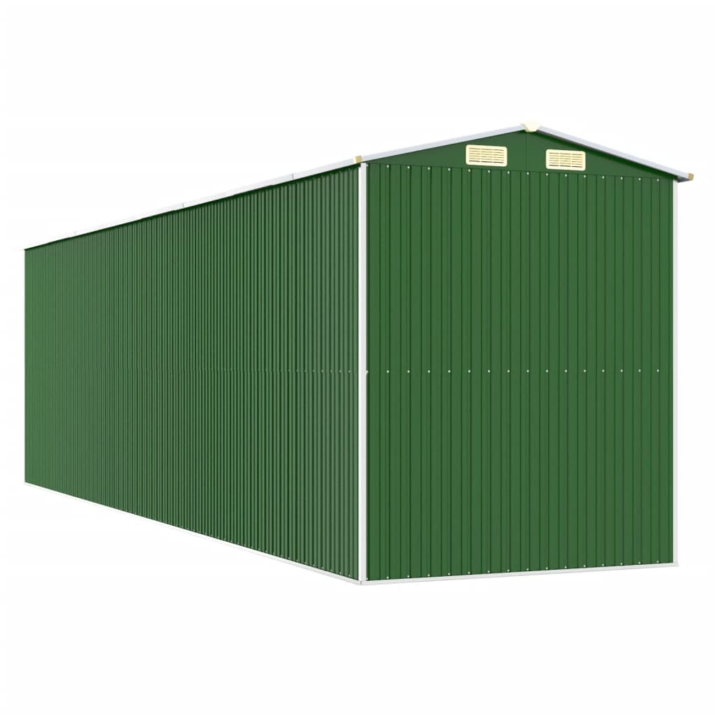 vidaXL Garden Shed Green 75.6"x271.3"x87.8" Galvanized Steel - Backyard Livings