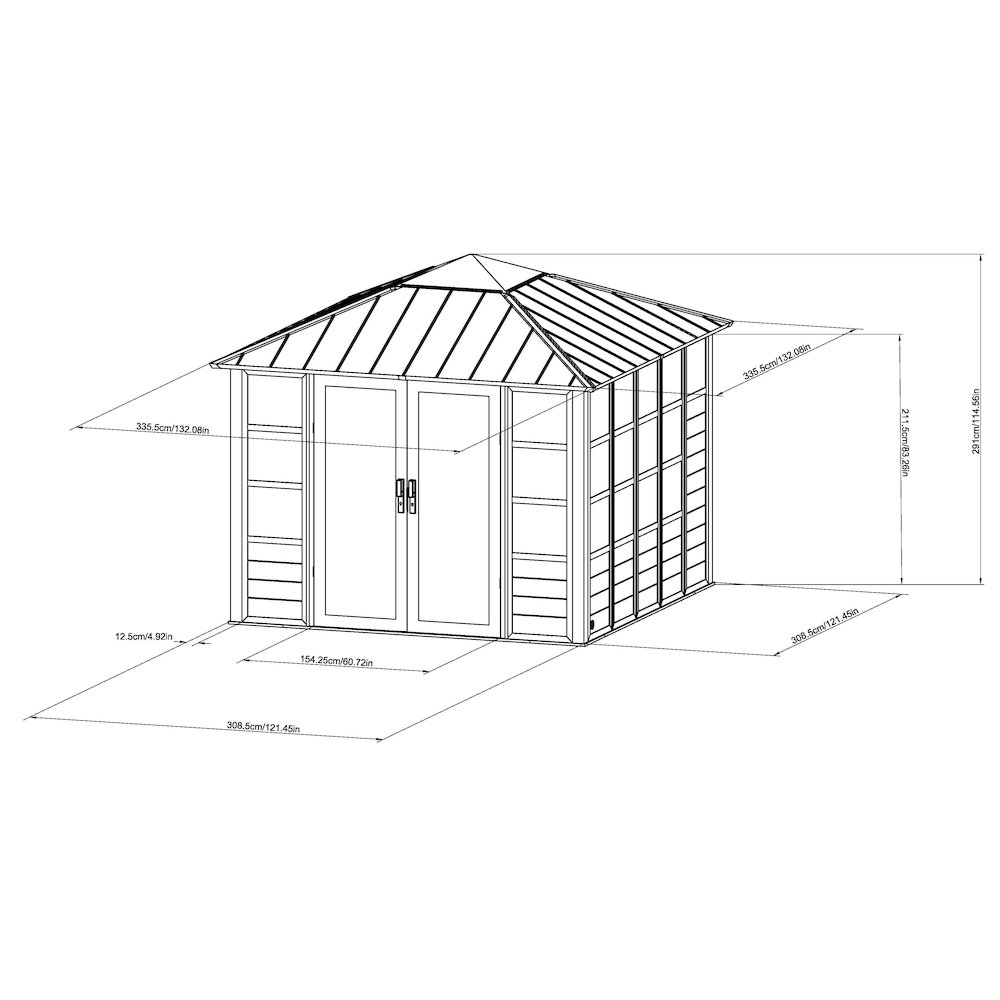 11 Ft. x 11 Ft. Outdoor Rust-resistant Aluminum Sunroom . Black Hardtop Gazebo - Backyard Livings