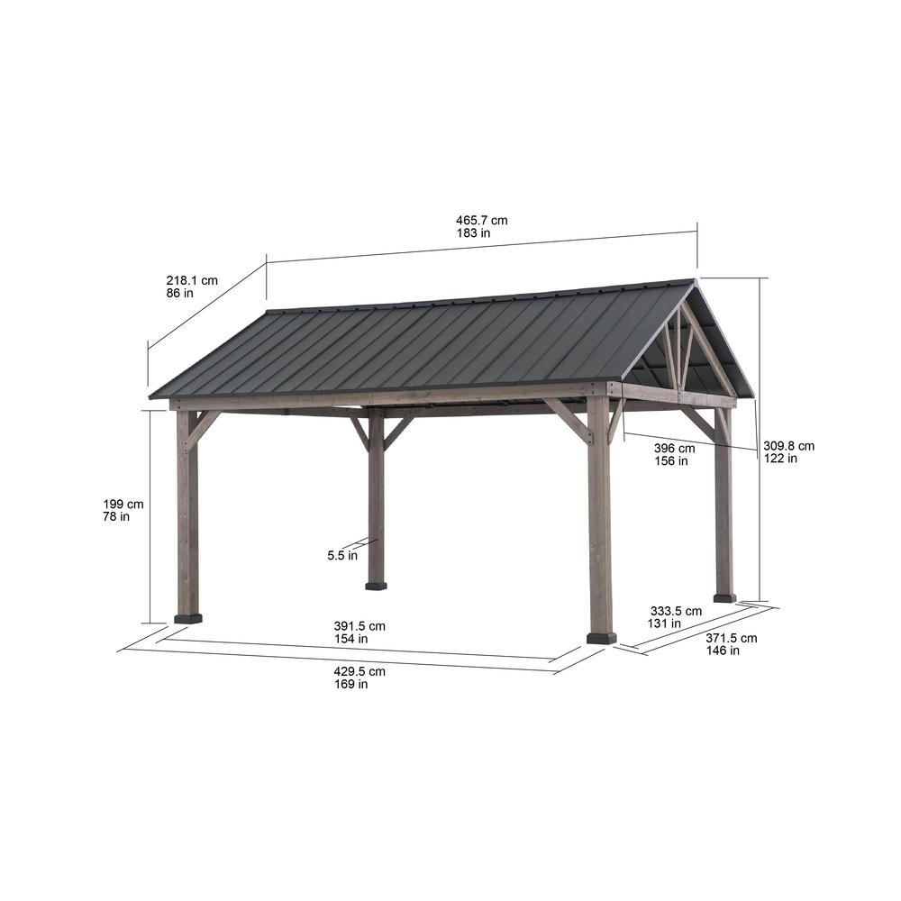 13 ft. x 15 ft. Cedar Framed Gazebo - Backyard Livings