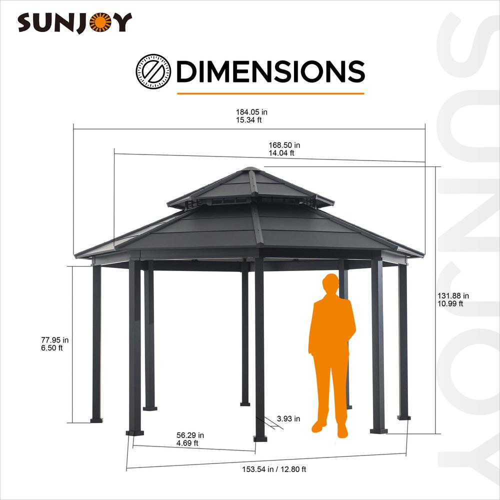 15 x 15 ft. Outdoor Hardtop Octagon Double Tiered Metal Gazebo - Backyard Livings