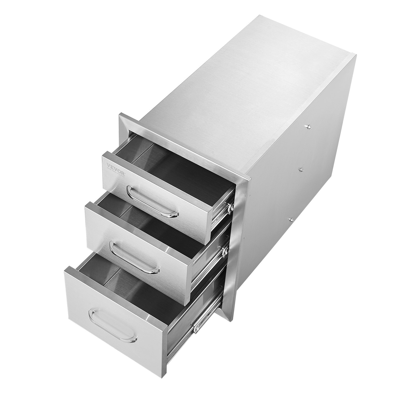 Outdoor Kitchen Drawers 14" W x 20.3" H x 23" D, Flush Mount Triple Access BBQ Drawers Stainless Steel with Handle, BBQ Island Drawers for Outdoor Kitchens or Patio Grill Station - Backyard Livings