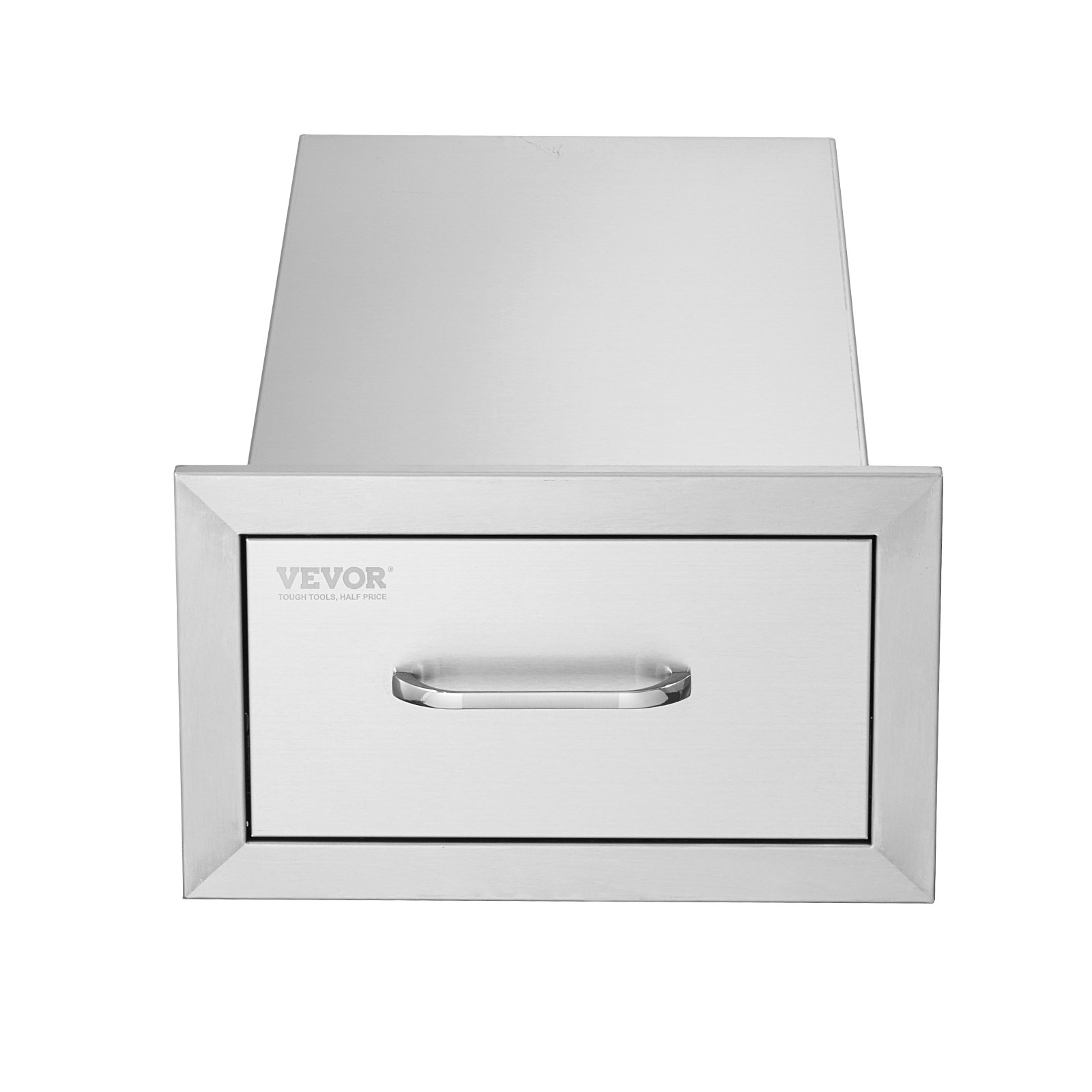 14x8.5 Inch Outdoor Kitchen Drawers Stainless Steel, Flush Mount Double Drawers,14W x 8.5H x 23D Inch, with Stainless Steel Handle, BBQ Drawers for Outdoor Kitchens or BBQ Island - Backyard Livings