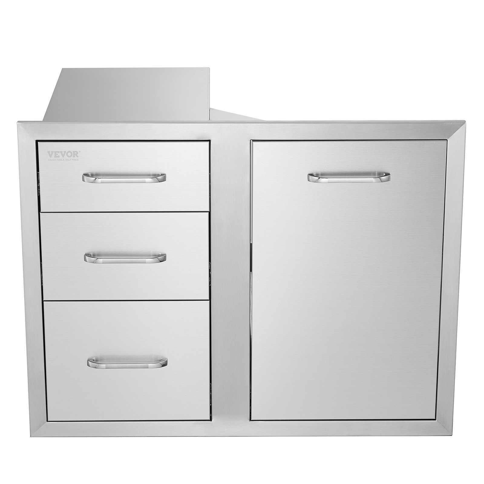 Outdoor Kitchen Door Drawer Combo 29.5" W x 22.6" H x 21.7''D, Access Door/Triple Drawers with Propane Drawer and Adjustable Garbage Ring, Perfect for BBQ Island Patio Grill Station - Backyard Livings