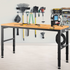 Workbench Adjustable Height, 48" L X 20" W X 38.1" H Garage Table w/ 28.3" - 38.1" Heights & 2000 LBS Load Capacity, with Power Outlets & Hardwood Top & Metal Frame & Foot Pads, for Office Home - Backyard Livings