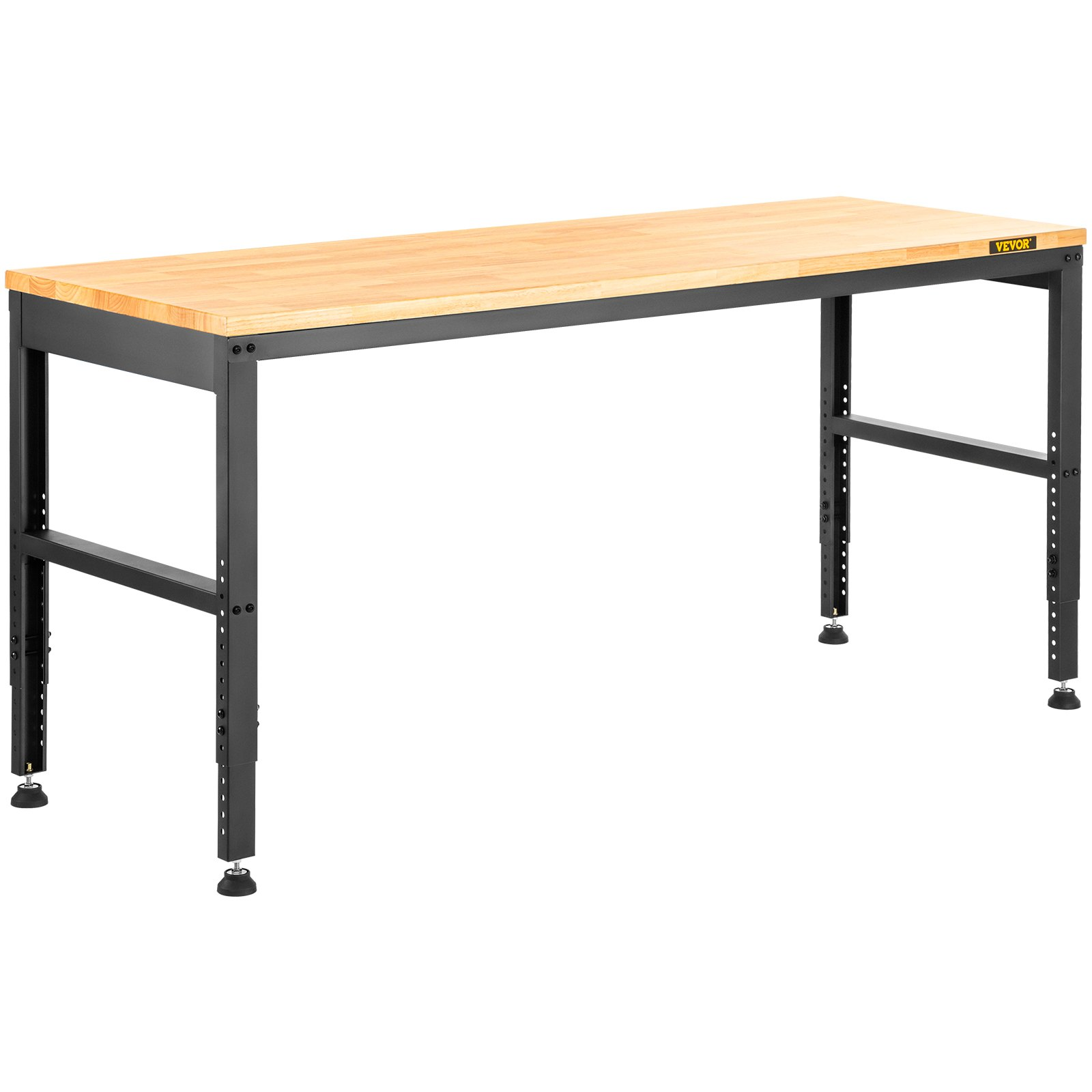 Workbench Adjustable Height, 48" L X 20" W X 38.1" H Garage Table w/ 28.3" - 38.1" Heights & 2000 LBS Load Capacity, with Power Outlets & Hardwood Top & Metal Frame & Foot Pads, for Office Home - Backyard Livings