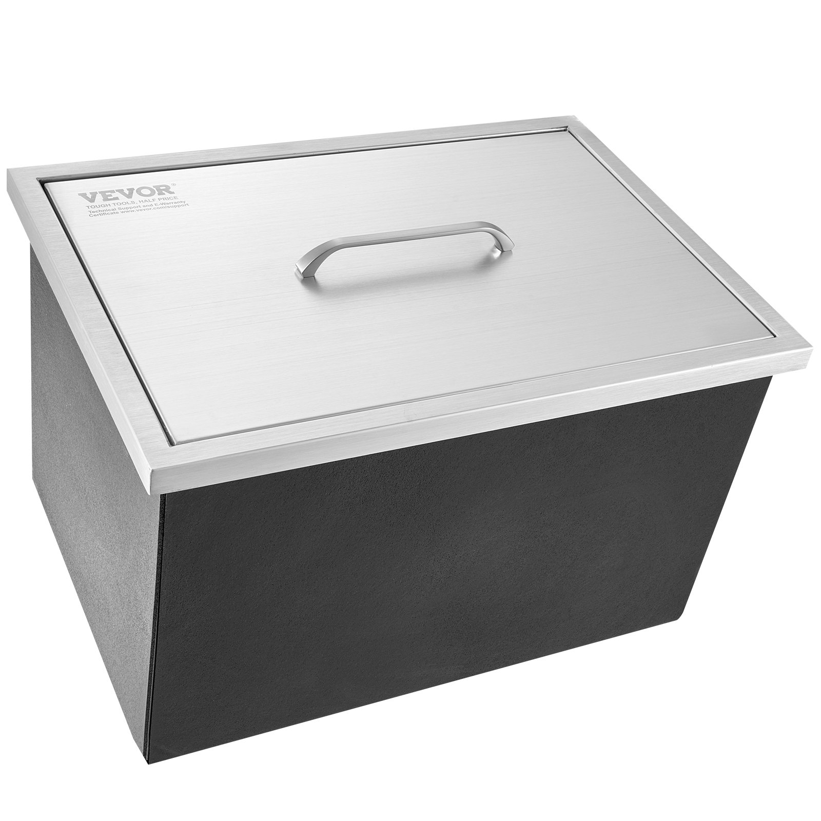 Drop in Ice Chest, 20"L x 14"W x 12"H Stainless Steel Ice Cooler, Commercial Ice Bin with Cover, 40 qt Outdoor Kitchen Ice Bar, Drain-pipe and Drain Plug Included, for Cold Wine Beer - Backyard Livings