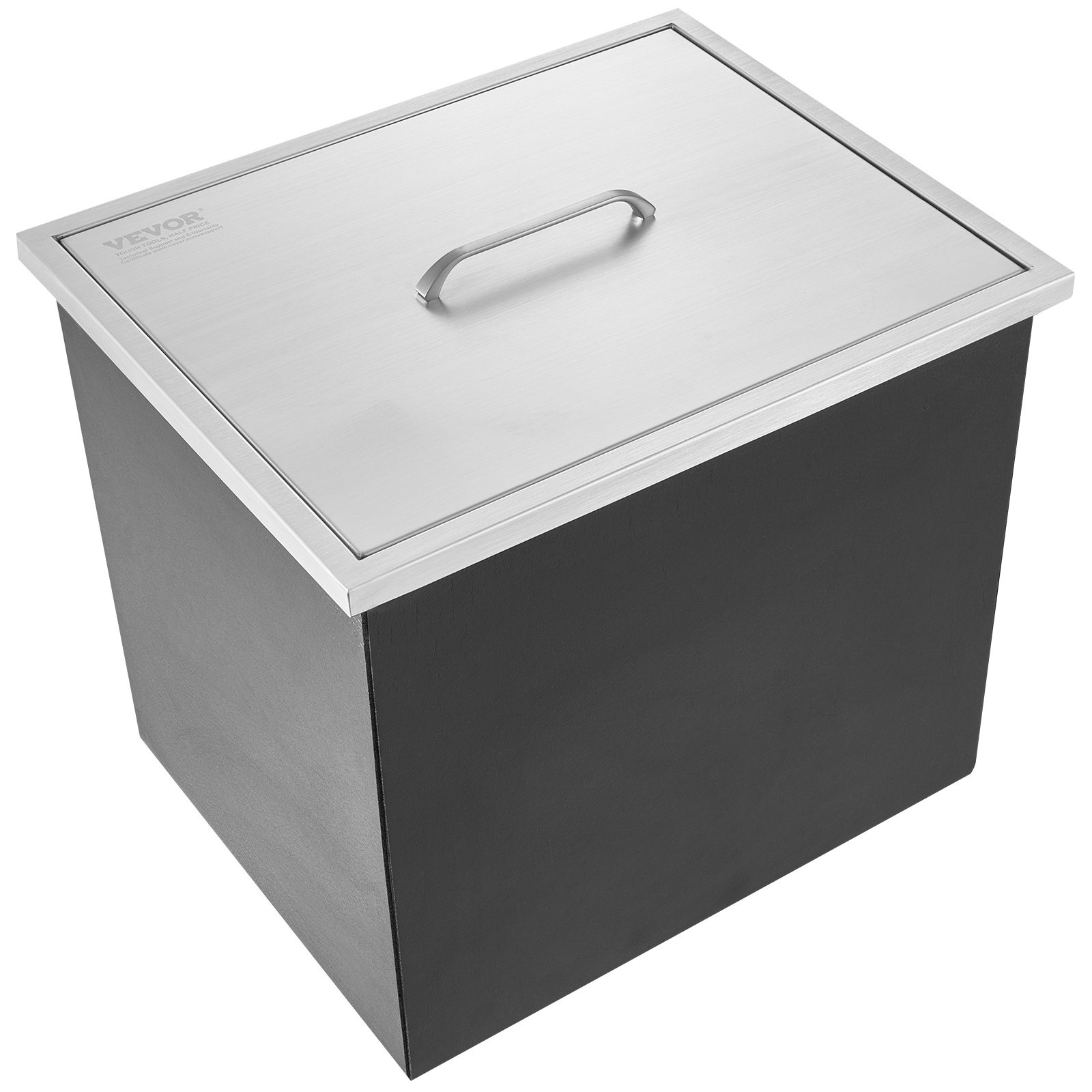 Drop in Ice Chest, 20"L x 14"W x 12"H Stainless Steel Ice Cooler, Commercial Ice Bin with Cover, 40 qt Outdoor Kitchen Ice Bar, Drain-pipe and Drain Plug Included, for Cold Wine Beer - Backyard Livings