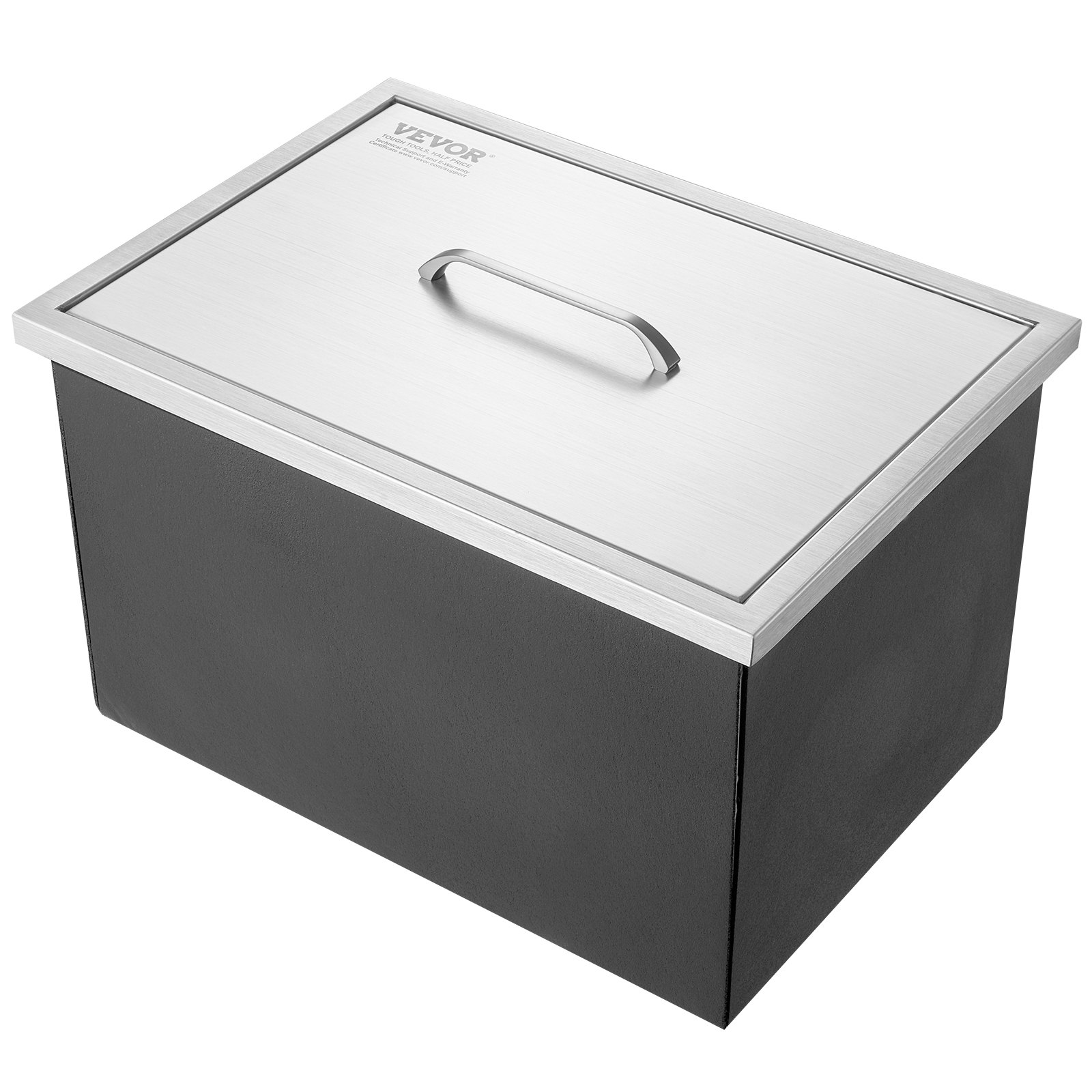 Drop in Ice Chest, 20"L x 14"W x 12"H Stainless Steel Ice Cooler, Commercial Ice Bin with Cover, 40 qt Outdoor Kitchen Ice Bar, Drain-pipe and Drain Plug Included, for Cold Wine Beer - Backyard Livings