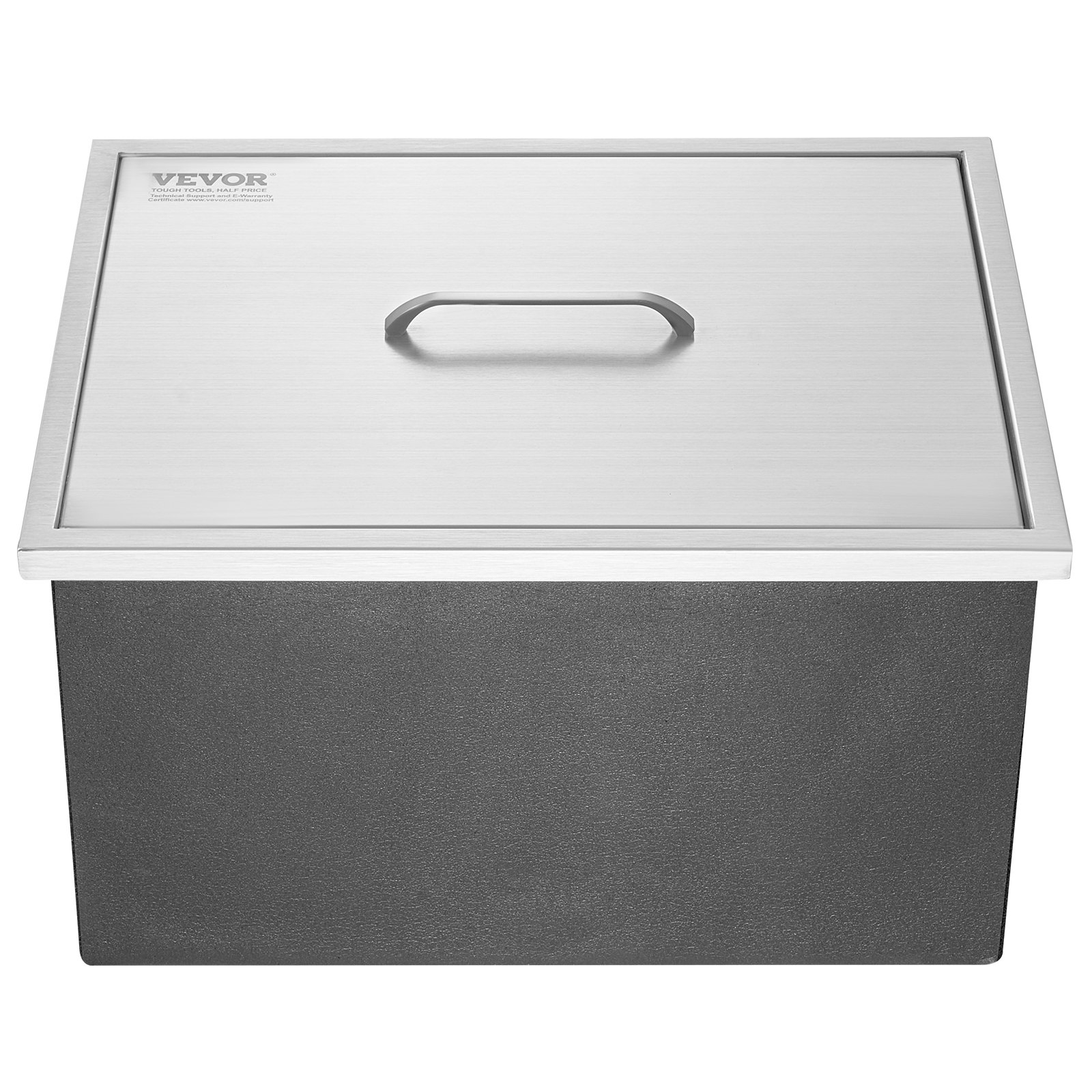 Drop in Ice Chest, 22"L x 17"W x 12"H Stainless Steel Ice Cooler, Commercial Ice Bin with Cover, 40 qt Outdoor Kitchen Ice Bar, Drain-pipe and Drain Plug Included, for Cold Wine Beer - Backyard Livings