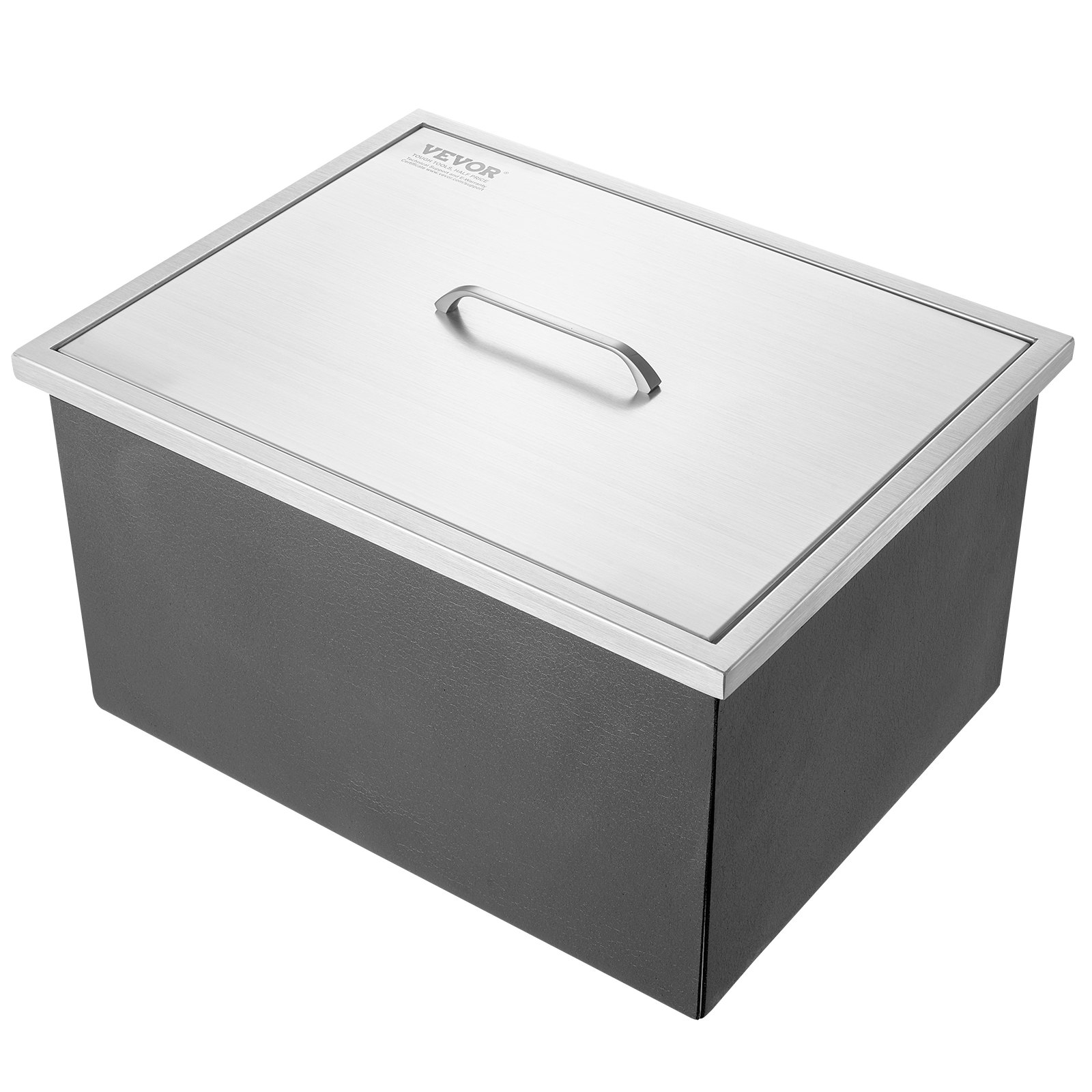 Drop in Ice Chest, 22"L x 17"W x 12"H Stainless Steel Ice Cooler, Commercial Ice Bin with Cover, 40 qt Outdoor Kitchen Ice Bar, Drain-pipe and Drain Plug Included, for Cold Wine Beer - Backyard Livings