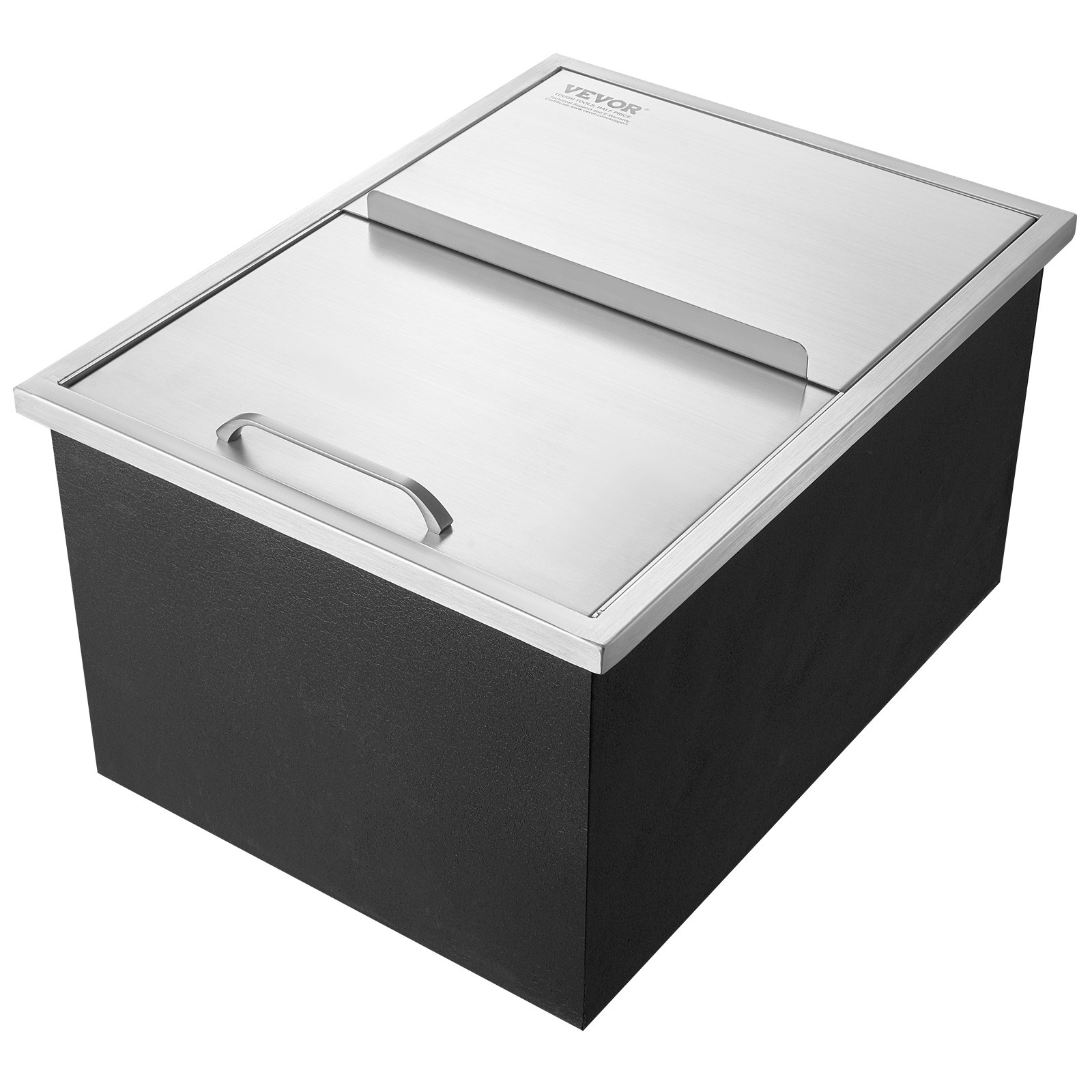 Drop in Ice Chest, 24"L x 18"W x 13"H Stainless Steel Ice Cooler, Commercial Ice Bin with Sliding Cover, 40.9 qt Outdoor Kitchen Ice Bar, Drain-pipe and Drain Plug Included, for Cold Wine Beer - Backyard Livings