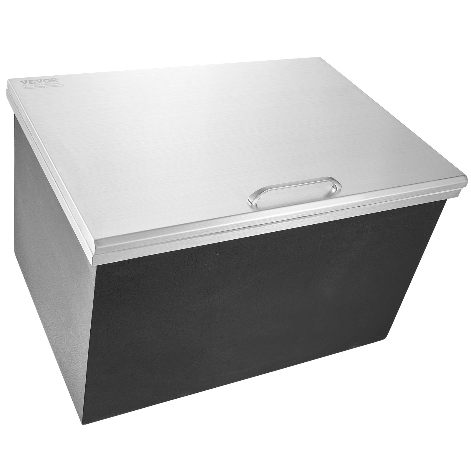 Drop in Ice Chest, 28"L x 20"W x 17"H Stainless Steel Ice Cooler, Commercial Ice Bin with Hinged Cover, 40 qt Outdoor Kitchen Ice Bar, Drain-pipe and Drain Plug Included, for Cold Wine Beer - Backyard Livings