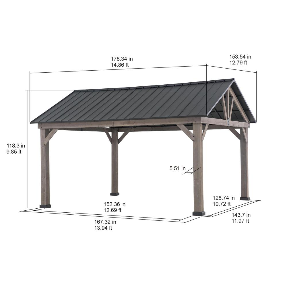 13 ft. x 15 ft. Cedar Framed Gazebo - Backyard Livings