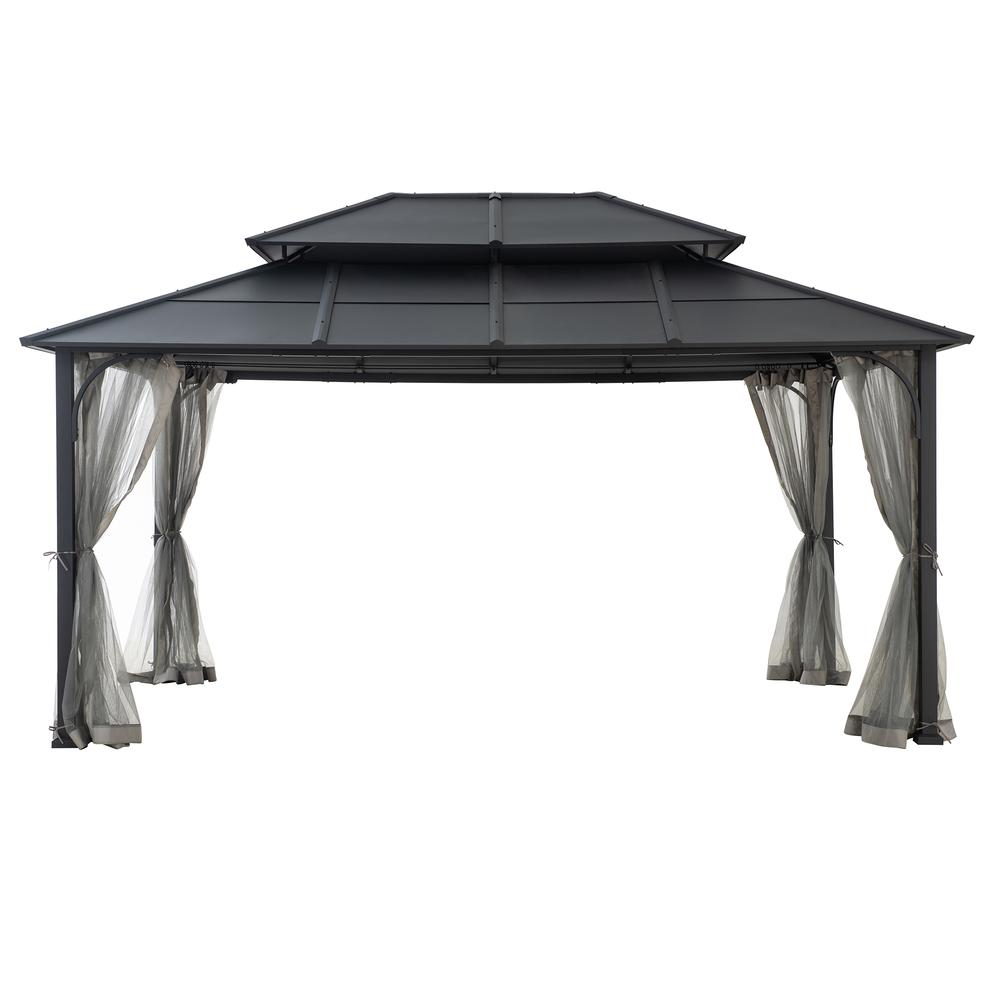 12ft.  x 16 Ft.Hardtop Gazebo, Heavy Duty Steel Frame Metal Gazebo, Outdoor Gazebo - Backyard Livings