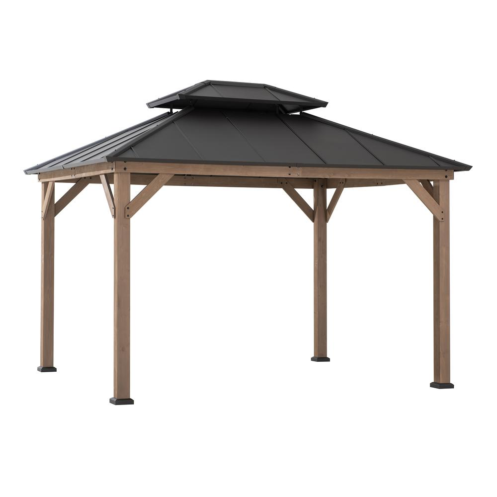 10 ft. x 12 ft. Cedar Framed Gazebo with Steel Hardtop - Backyard Livings