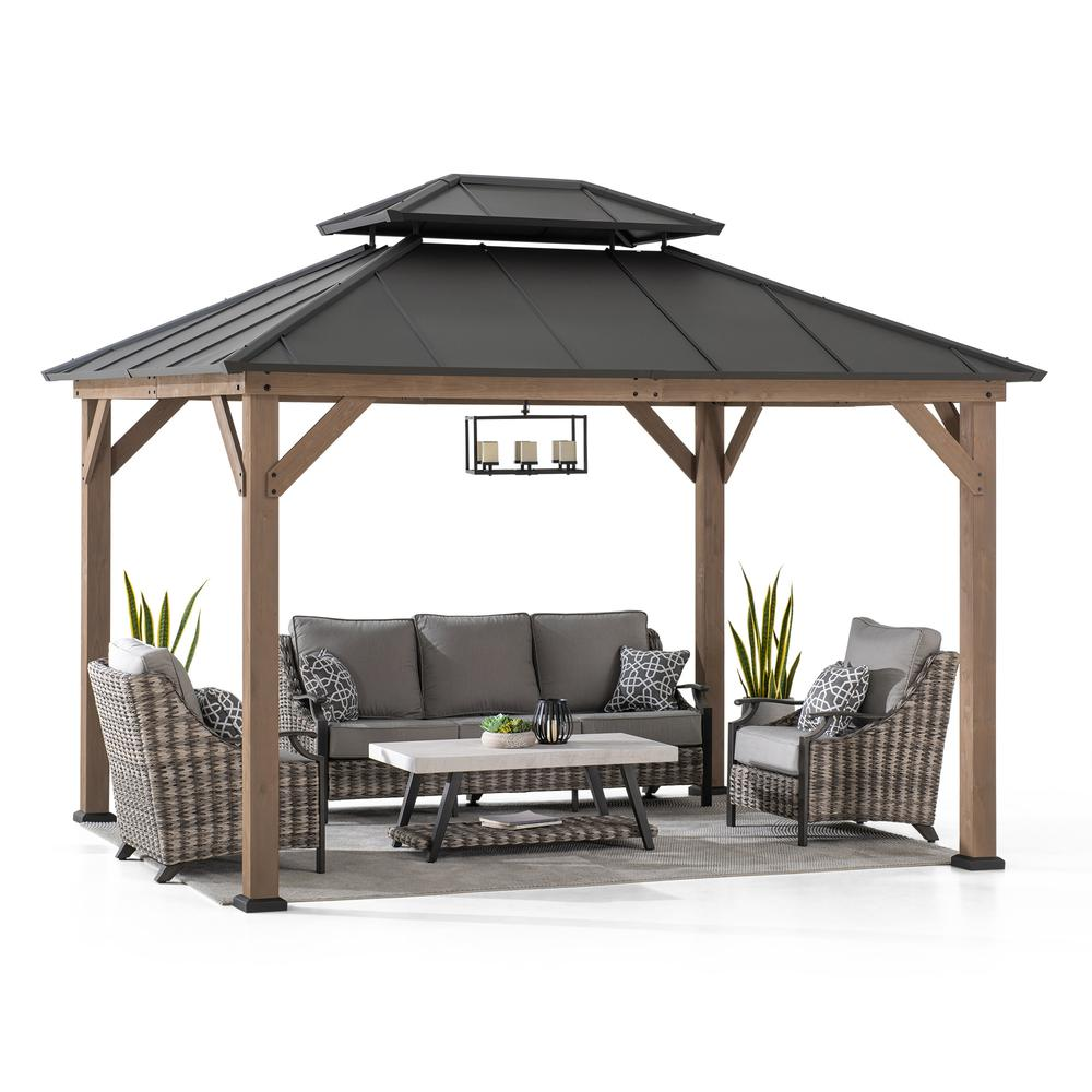 10 ft. x 12 ft. Cedar Framed Gazebo with Steel Hardtop - Backyard Livings