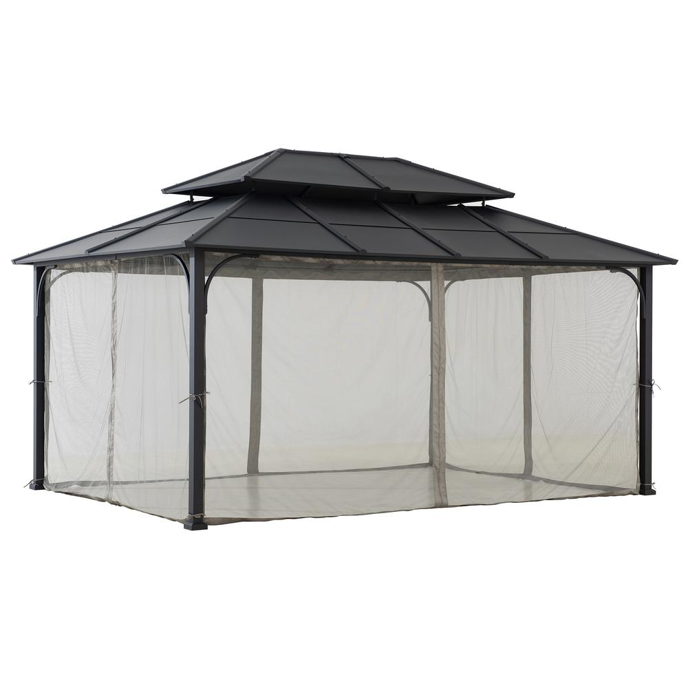 12ft.  x 16 Ft.Hardtop Gazebo, Heavy Duty Steel Frame Metal Gazebo, Outdoor Gazebo - Backyard Livings