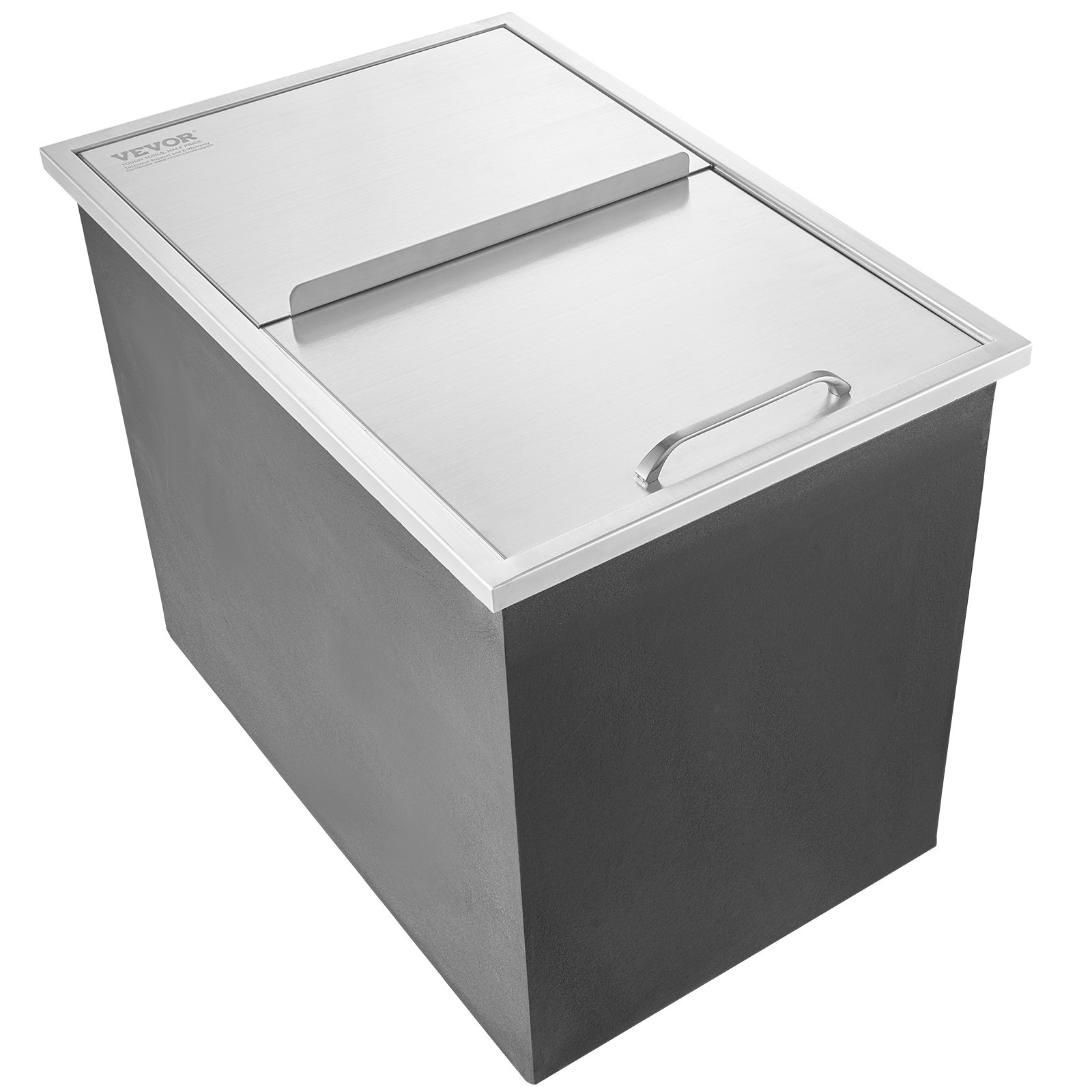 Drop in Ice Chest, 27"L x 18"W x 21"H Stainless Steel Ice Cooler, Commercial Ice Bin with Sliding Cover, 40.9 qt Outdoor Kitchen Ice Bar, Drain-pipe and Drain Plug Included, for Cold Wine Beer - Backyard Livings