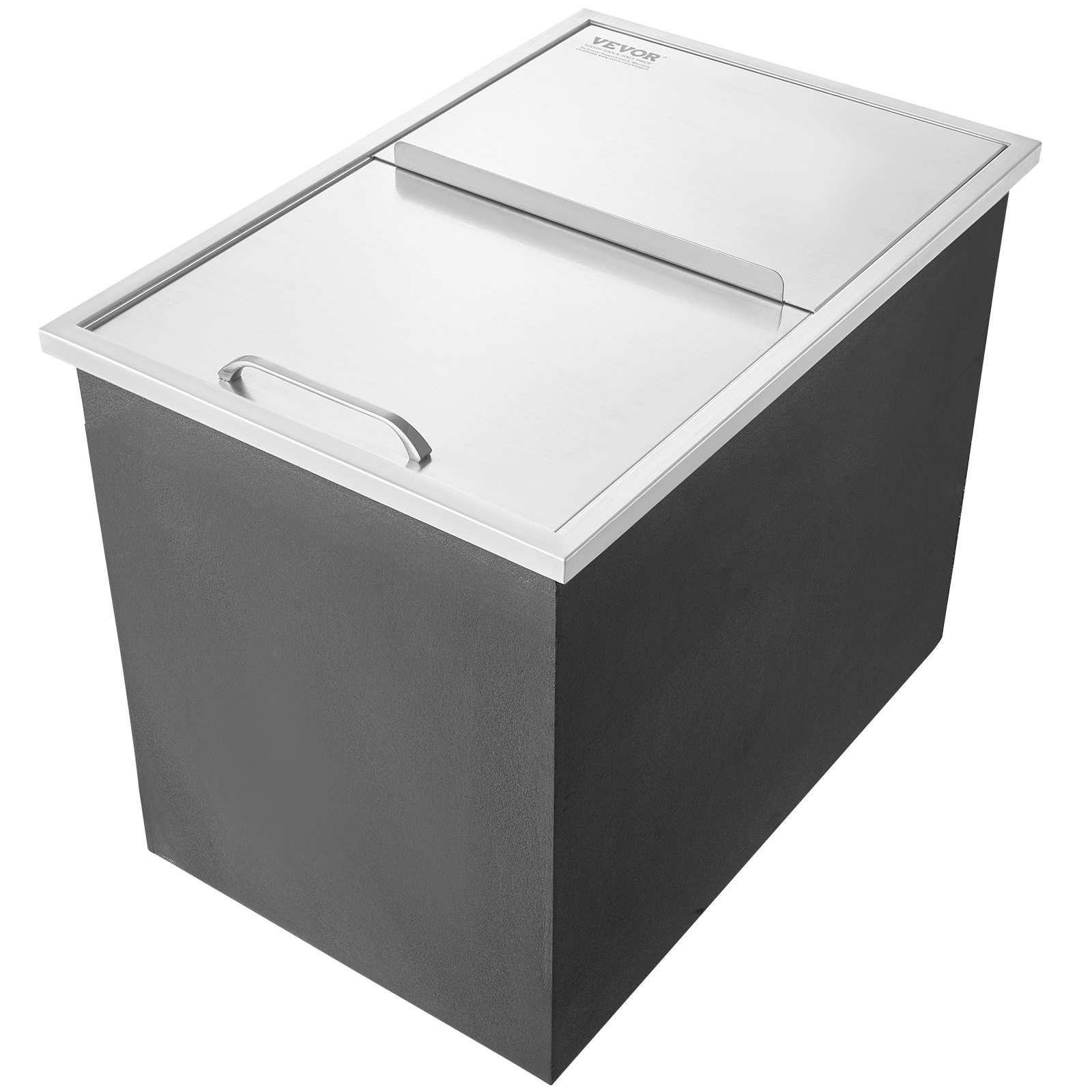 Drop in Ice Chest, 27"L x 18"W x 21"H Stainless Steel Ice Cooler, Commercial Ice Bin with Sliding Cover, 40.9 qt Outdoor Kitchen Ice Bar, Drain-pipe and Drain Plug Included, for Cold Wine Beer - Backyard Livings