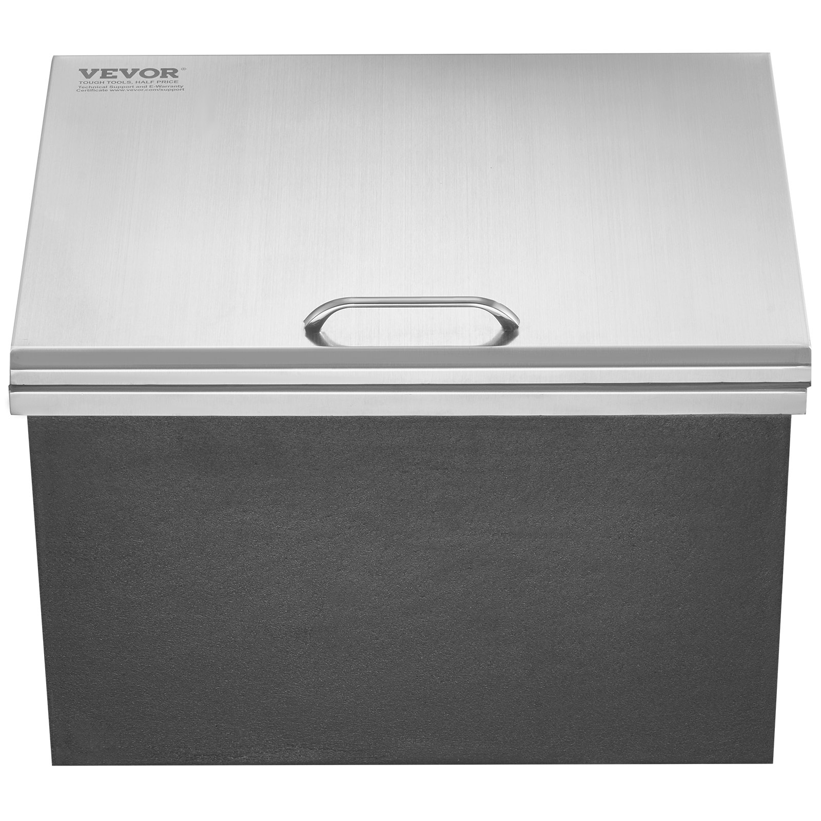 Drop in Ice Chest, 20"L x 16"W x 13"H Stainless Steel Ice Cooler, Commercial Ice Bin with Hinged Cover, 40 qt Outdoor Kitchen Ice Bar, Drain-pipe and Drain Plug Included, for Cold Wine Beer - Backyard Livings