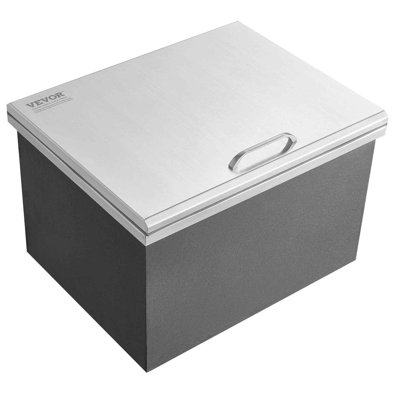 Drop in Ice Chest, 20"L x 16"W x 13"H Stainless Steel Ice Cooler, Commercial Ice Bin with Hinged Cover, 40 qt Outdoor Kitchen Ice Bar, Drain-pipe and Drain Plug Included, for Cold Wine Beer - Backyard Livings