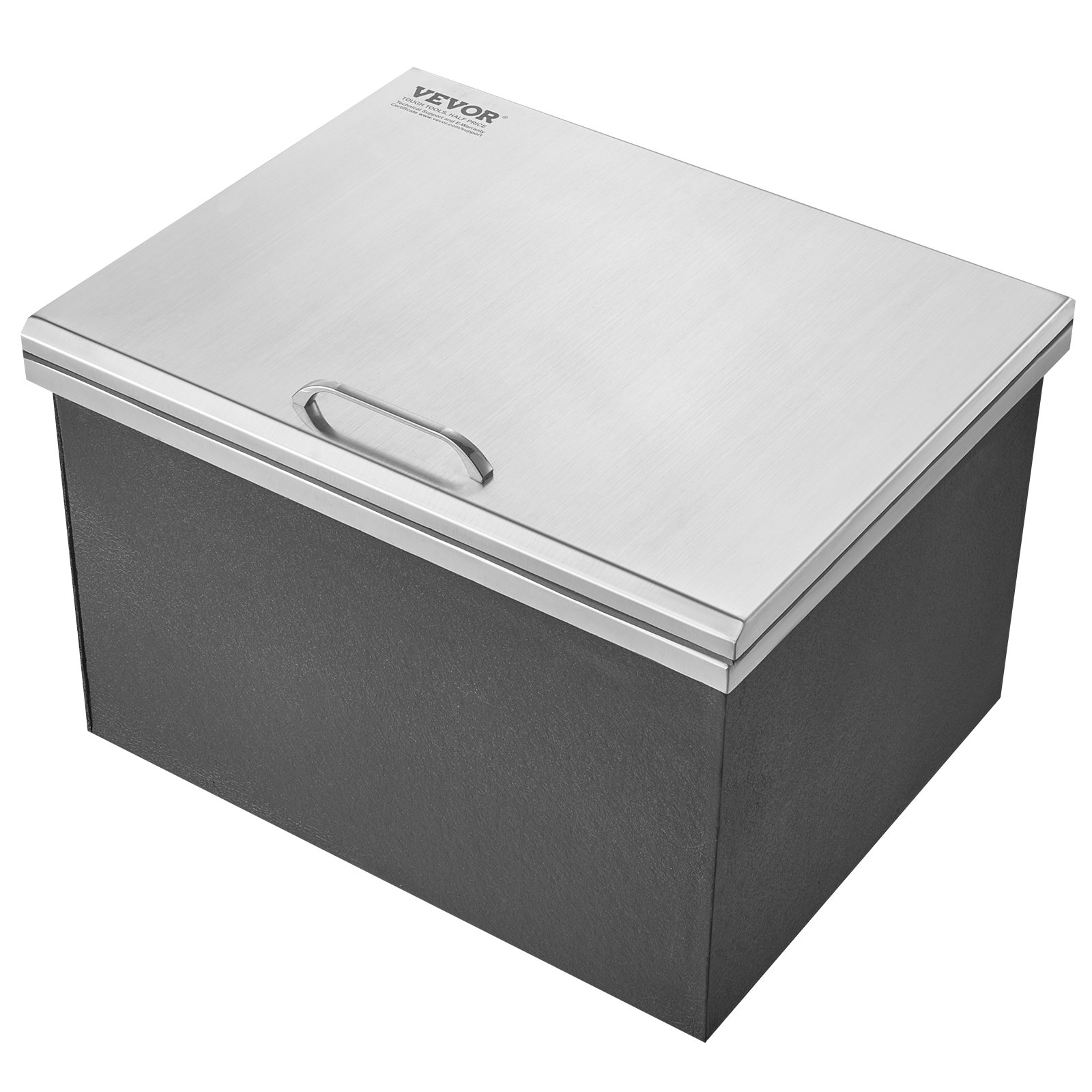 Drop in Ice Chest, 20"L x 16"W x 13"H Stainless Steel Ice Cooler, Commercial Ice Bin with Hinged Cover, 40 qt Outdoor Kitchen Ice Bar, Drain-pipe and Drain Plug Included, for Cold Wine Beer - Backyard Livings