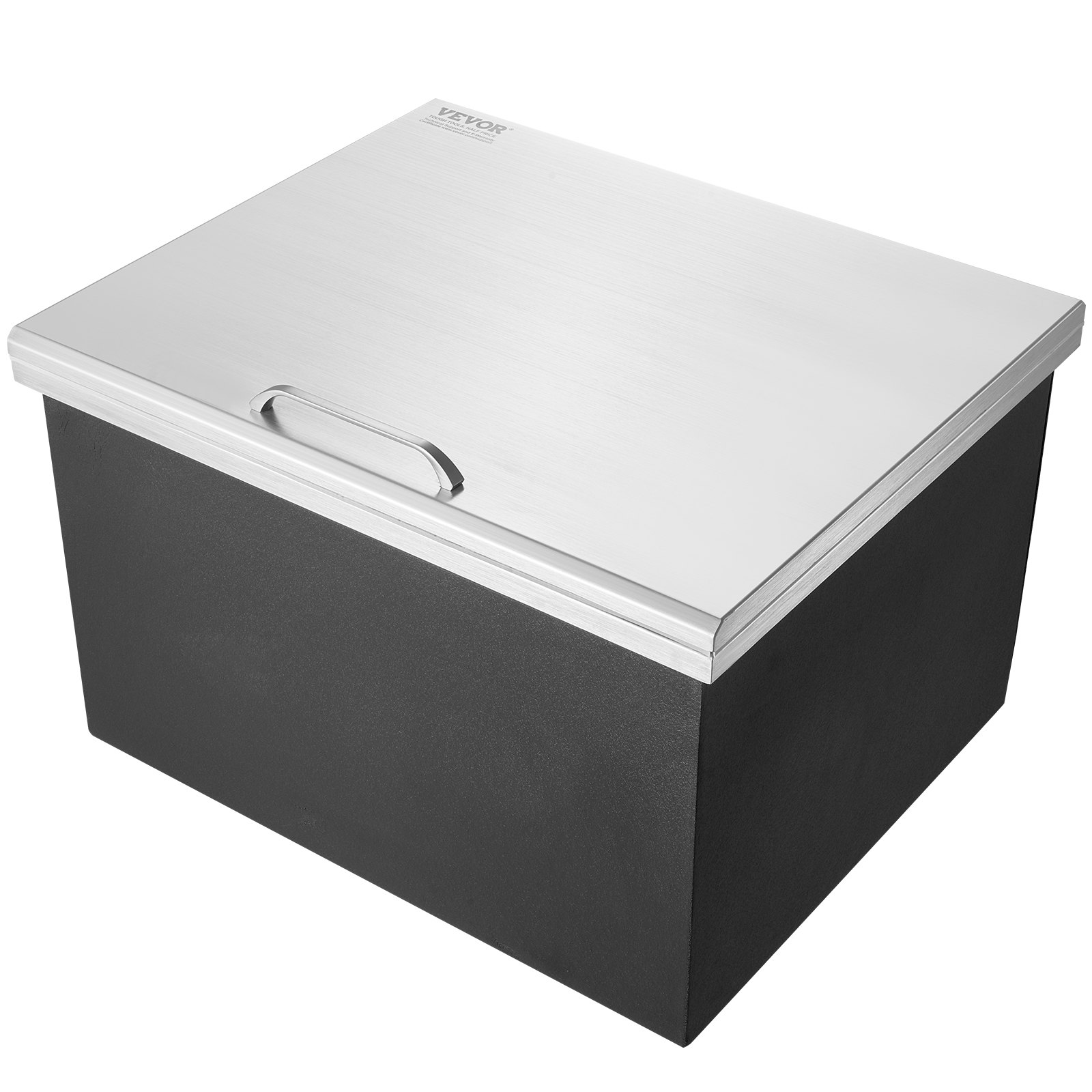 Drop in Ice Chest, 28"L x 16"W x 17"H Stainless Steel Ice Cooler, Commercial Ice Bin with Hinged Cover, 40 qt Outdoor Kitchen Ice Bar, Drain-pipe and Drain Plug Included, for Cold Wine Beer - Backyard Livings